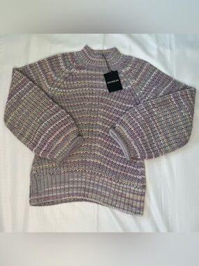 Nicholas Space Dyed Chunky Knit Sweater Lavender Mélange Textured Cozy Après Ski